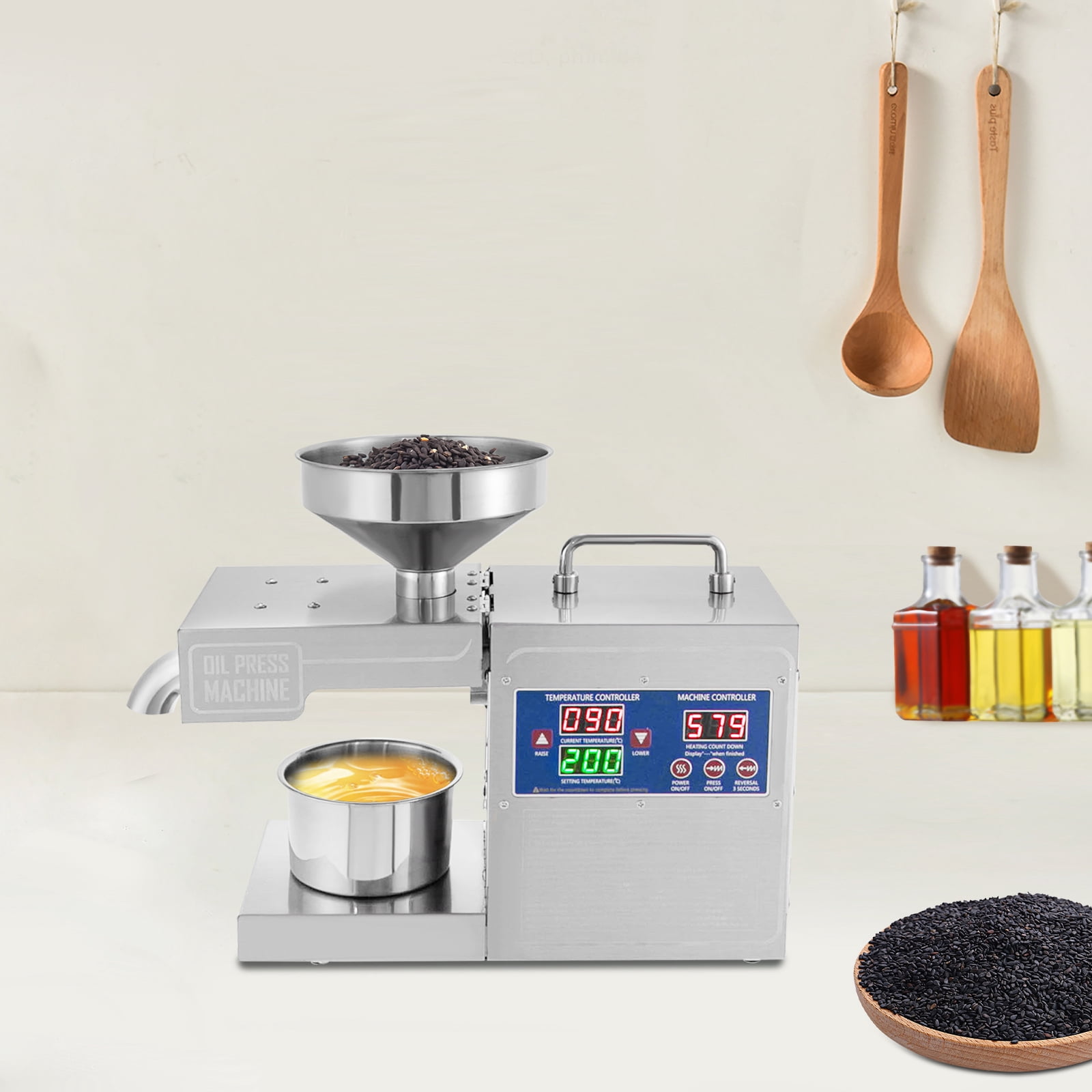 Wildnix Oil Press Machine, Stainless Steel Cold and Hot Pressing for Nut and Seed Oils, High Efficiency and Adjustable Temperature