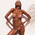 thumbnail image 4 of KYAIGUO Women Beach Bikini Set Two Piece Swimsuit Triangle Bathing Suits Double Shoulder Straps Bikini Set Solid Color Swimwear, 4 of 11