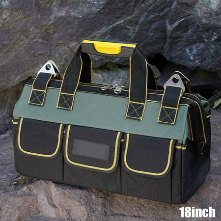 

Dheera Tool Bags 13/16/18/20 Inch 1680D Oxford Cloth Bag Top Wide Mouth Electrician Bags Multifunctional(18 )