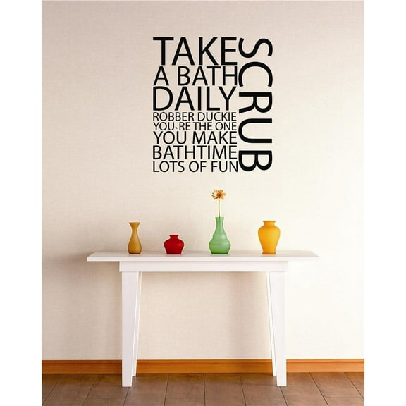 Design With Vinyl Take A Bath Daily Rubber Duckie Artwork You're The One You Make Bathtub Funny Playful Wall Decal for Children - Clean Toys Themed Décor - Size: 27 In x 27 In