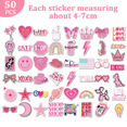 thumbnail image 2 of 50pcs Pink Cute Stickers PVC Waterproof Self-Adhesive Stickers, Various Patterns Aesthetic Sticker for Bottles Laptops Scrapbooks Guitar Luggage DIY Decal, 2 of 6