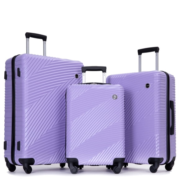 Tripcomp Luggage 3 Piece Set,Suitcase Set with Spinner Wheels Hardside Lightweight Luggage 20in24in28in.(Light Purple)