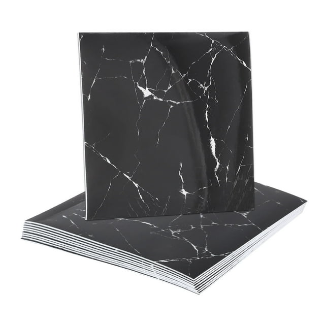 Uxcell 10Pcs Azulejos de Mármol Autoadhesivos, Paneles de Pared Impermeables para Salpicadero, Azulejos de Ducha Autoadhesivos de 12"x12" para Baño, Diseño de Raíz en Blanco y Negro