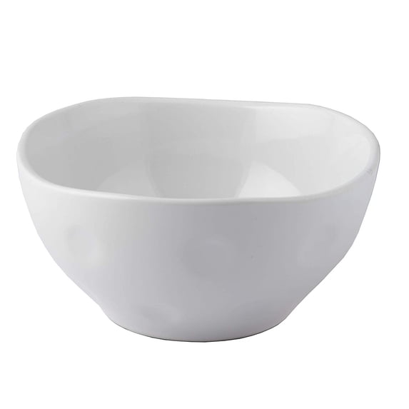 Melange Stoneware 6-Piece Bowl Set | Irregular Shape Collection | Service for 6| Microwave, Dishwasher & Oven Safe | Bowl Set, White (6 Each)