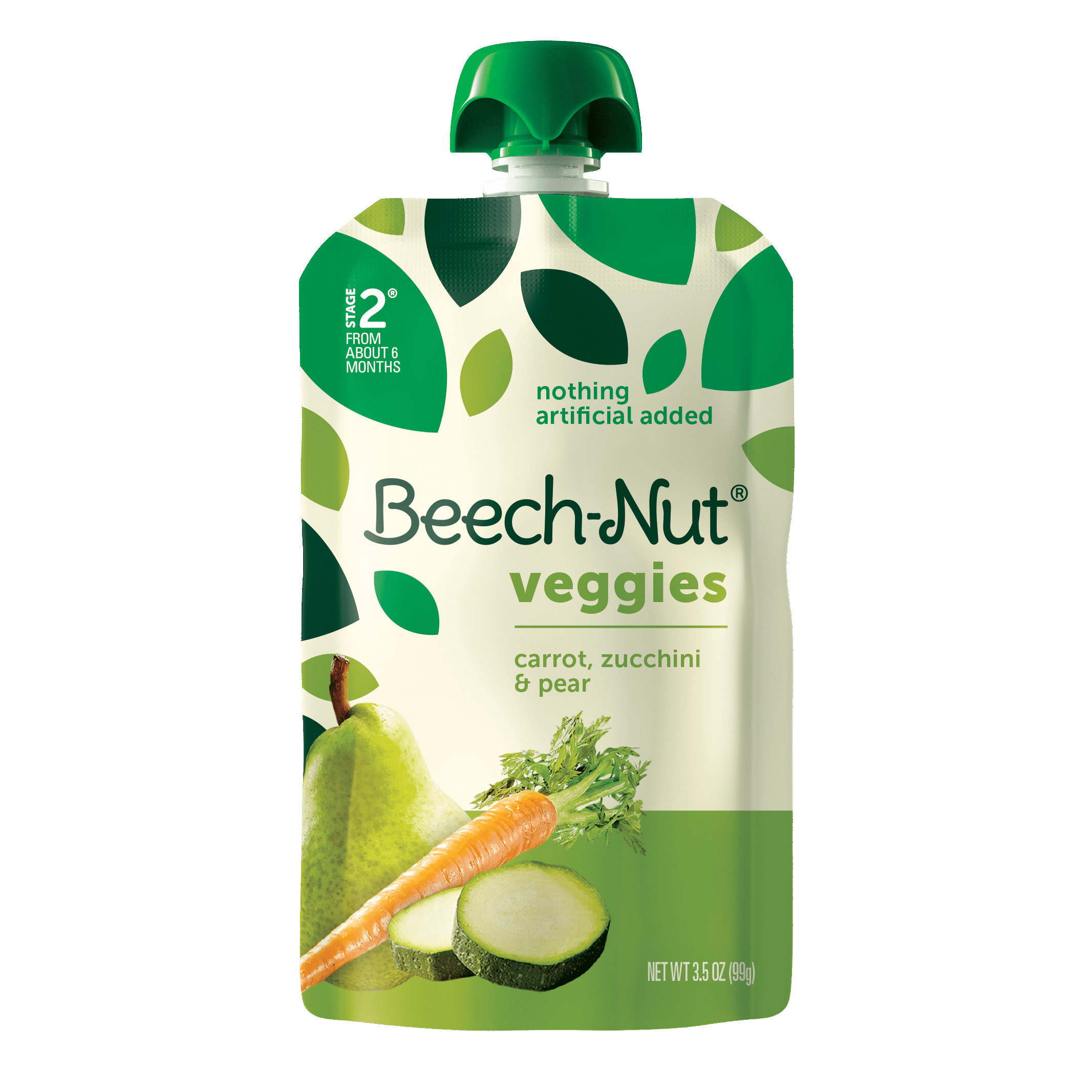 Beech-Nut Veggies Stage 2, Carrot Zucchini & Pear Baby Food, 3.5 oz Pouch