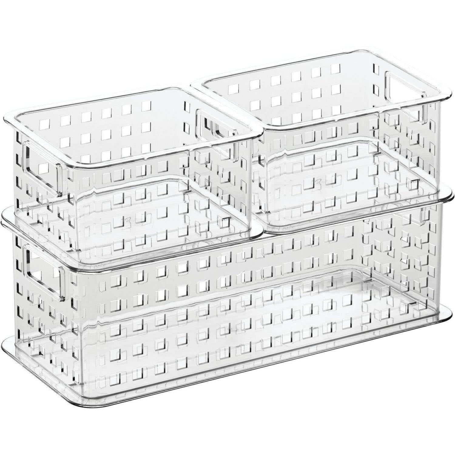 InterDesign Zia Stack and Slide Storage Baskets 3-Piece Set, Clear ...