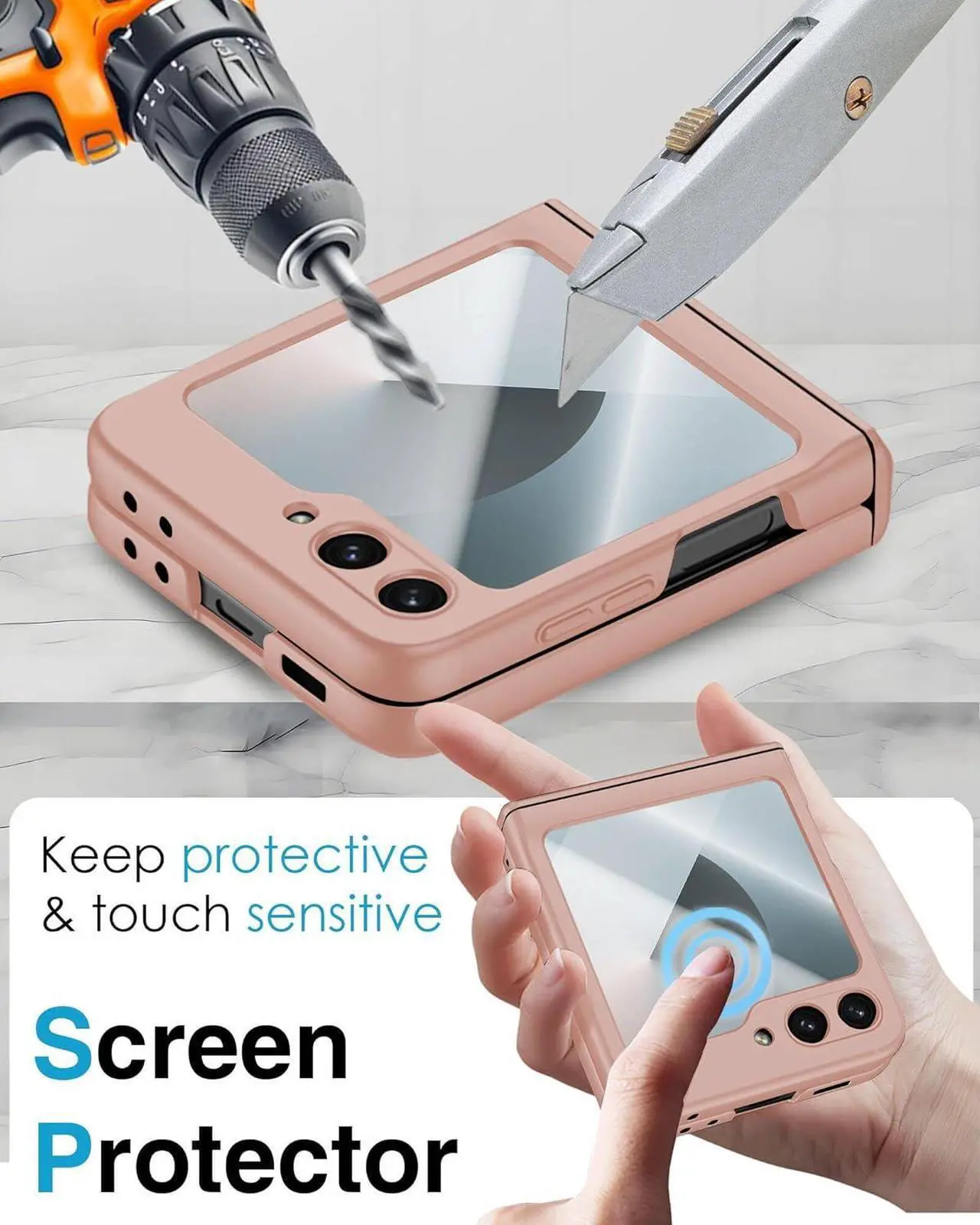 Case for Samsung Galaxy Z Flip 6 Case / Z Flip 7 FE, Hinge Protection, Built-in Screen Protector, Wireless Charging, Slim Rugged Phone Protective Case for Galaxy Z Flip 6