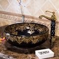 thumbnail image 2 of Chinese Design Sanitary Ware Black Flower Cabinet Basin Ceramic Toilet Hand Basin Wash Basin Bathroom Countertop Mounted, 2 of 6