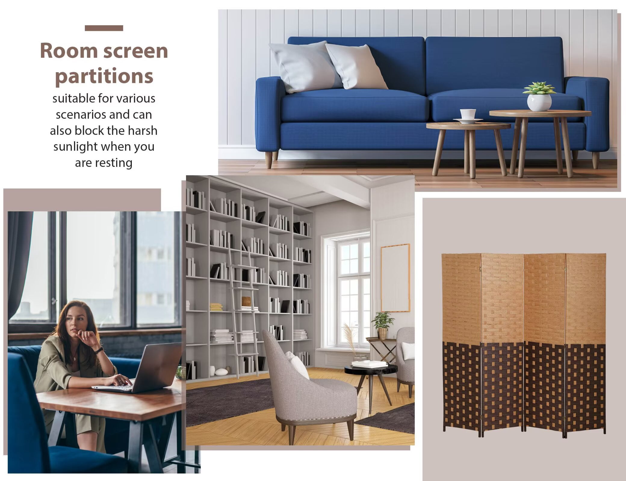 YRLLENSDAN,4 Panels,Room Divider Panel,Wall Divider for Room Separation,Privacy Screen Indoor,Foldable,Portable,Wooden,Independent Type,Cm