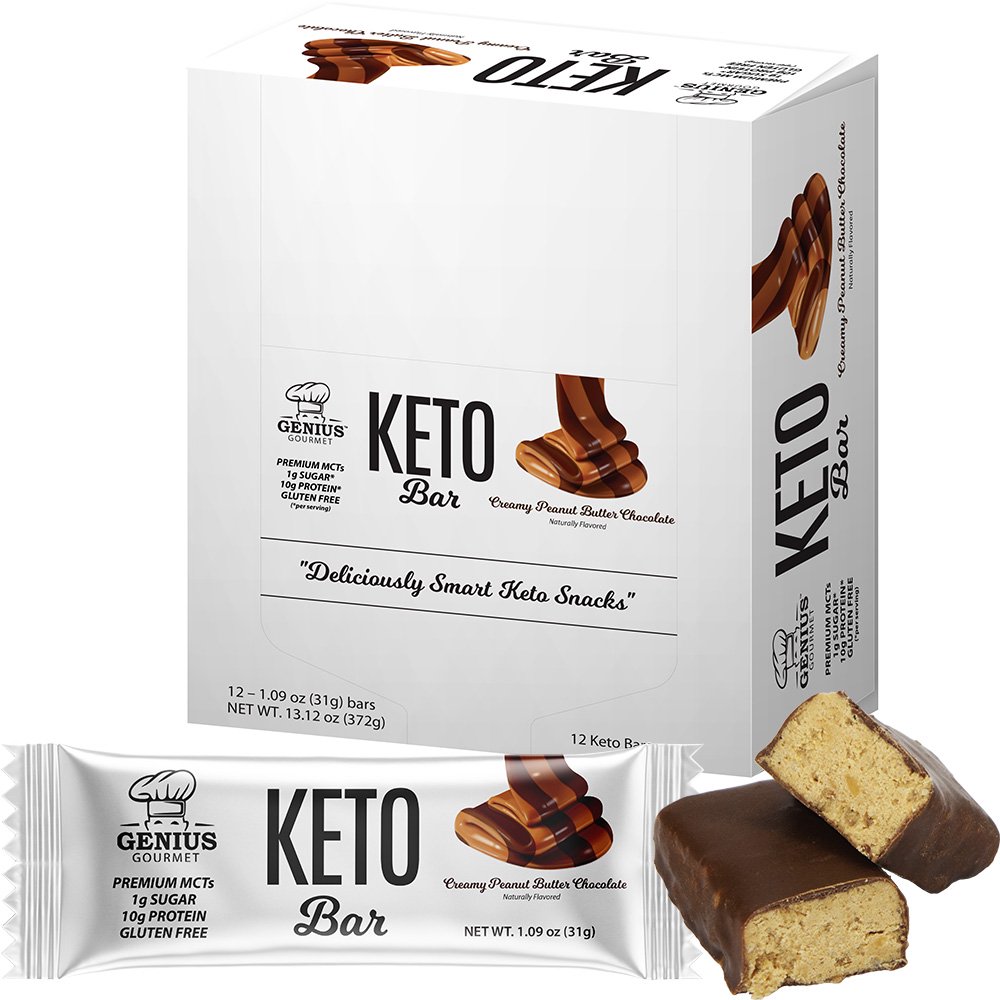 Genius Gourmet Gluten Free Keto Protein Bar, Natural Chocolate Bar