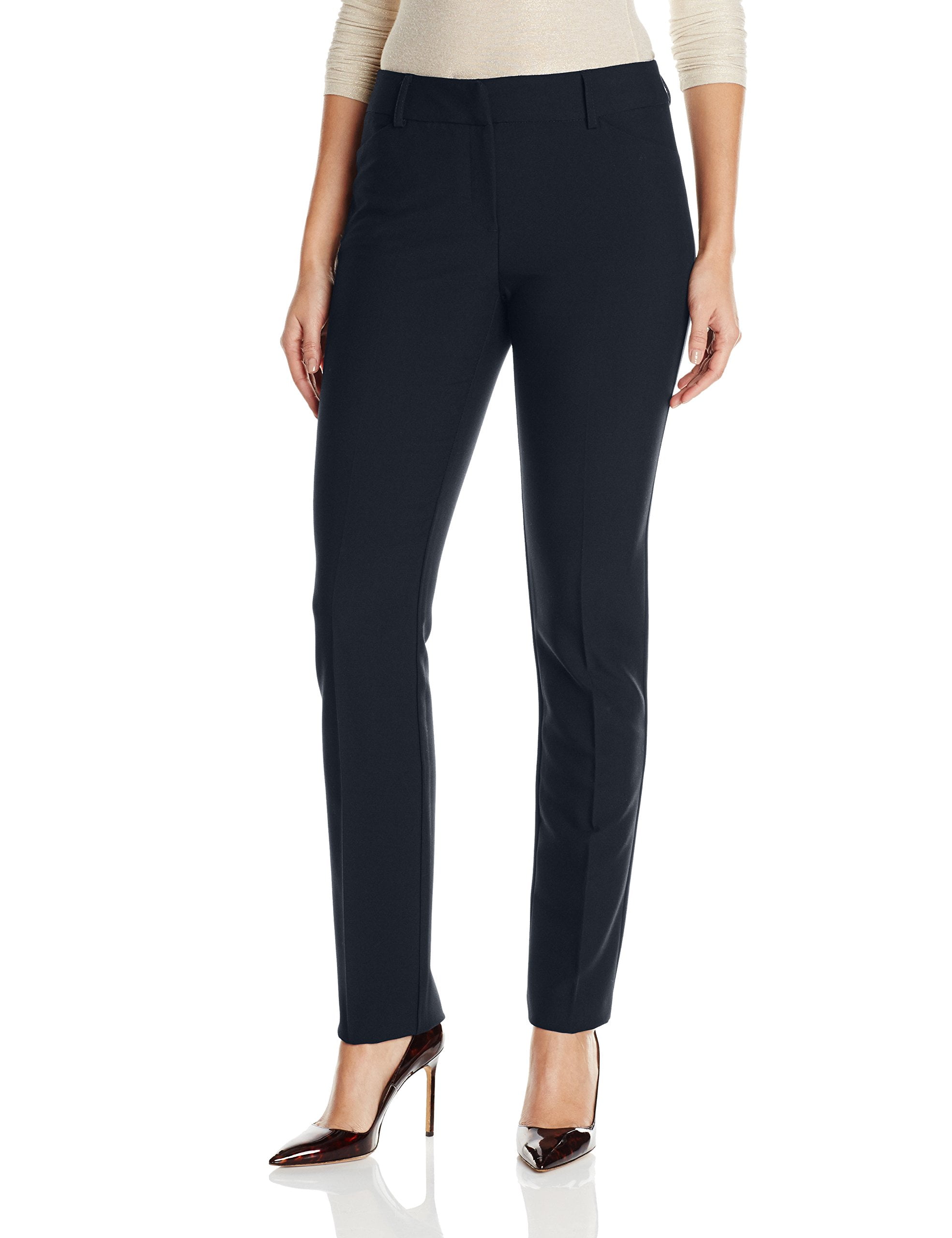 Haggar Womens Dress Pants Navy Plus Slim Leg Stretch 18 Walmart 