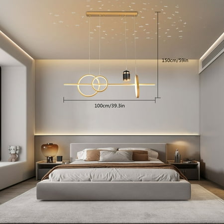 

Dining Room Ceiling Pendant Light LED Hanging Chandelier 45W Gold