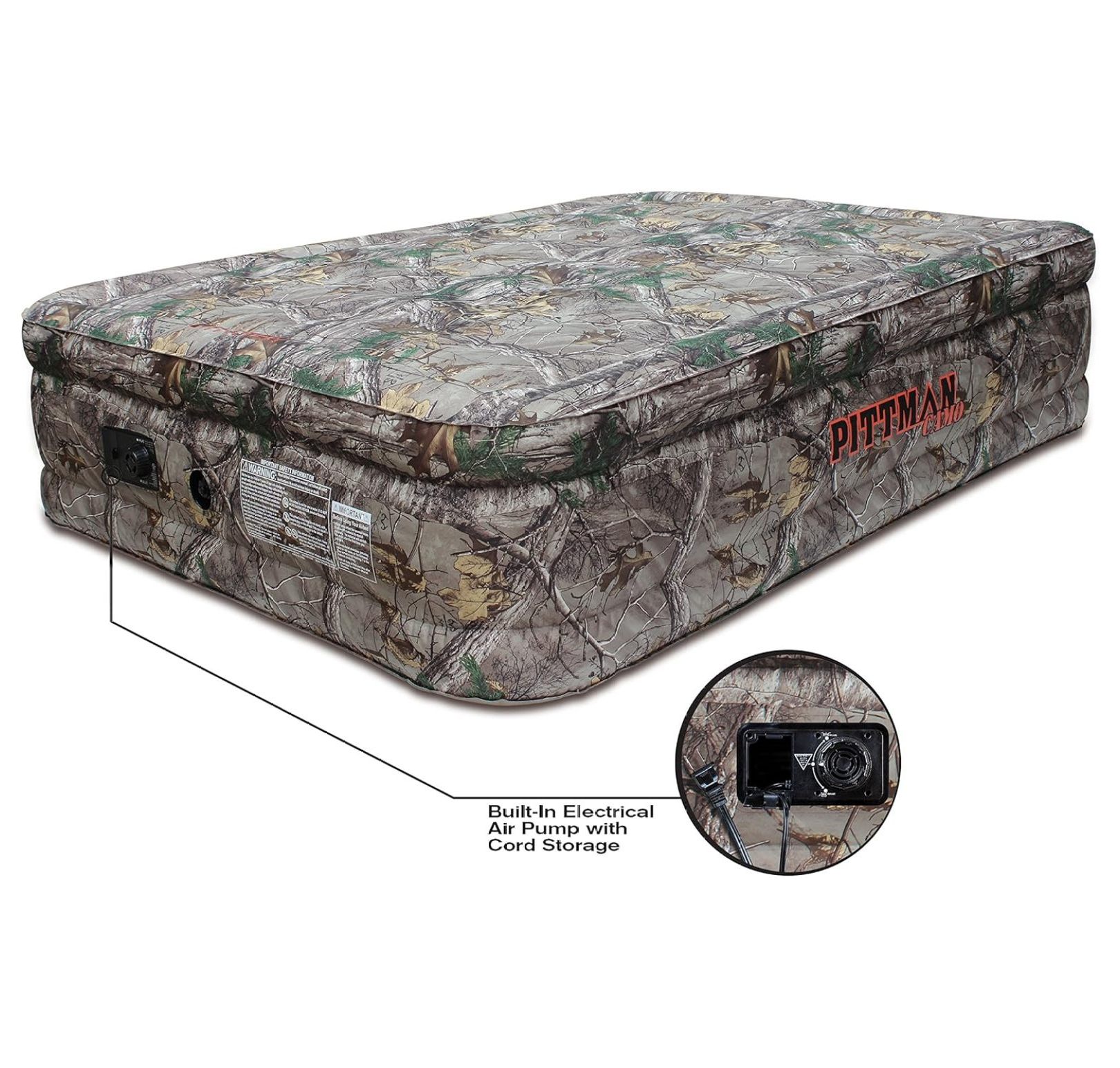 Extreme Series Indoor and Outdoor Waterproof Air Mattress with Built-in Electrical Air Pump, Queen 20-inches Tall, Realtree Camo