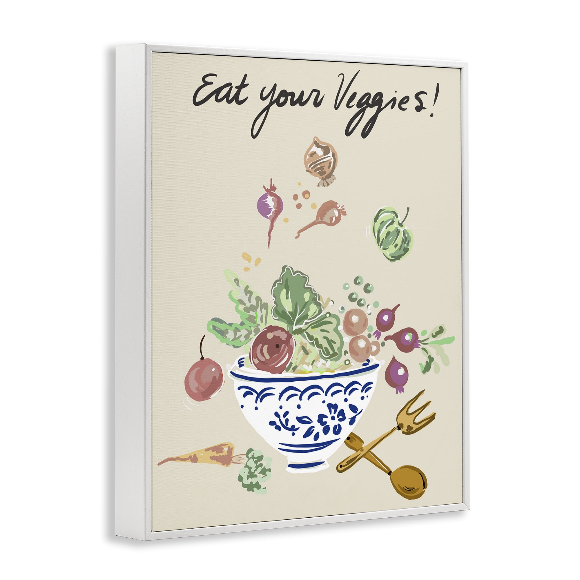 Stupell Industries Eat Your Veggies Bowl White Framed Giclee Art, design by Ani Del Sol