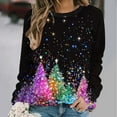 thumbnail image 2 of Feancey Christmas Sweatshirts Women Trendy Xmas Tree Sequin Print Tops Winter Long Sleeve Crewneck Tunic Blouse Lightweight Casual Pullover Sweatshirt Multicolor9 S, 2 of 7