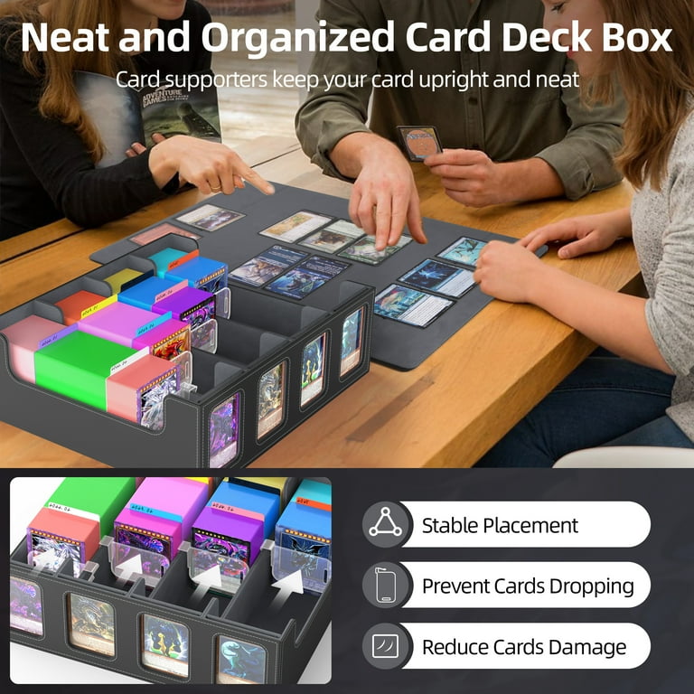 mtg commander card holder Amazon.com: AFIING MTG Commander Deck Box 200 Double Sleeved Cards Storage,  3-in-1 Magnetic Card Case Organizer for Magic: The Gathering TCG CCG, 4  Dividers & 2 Toploaders (Black/Orange) : Toys & Games