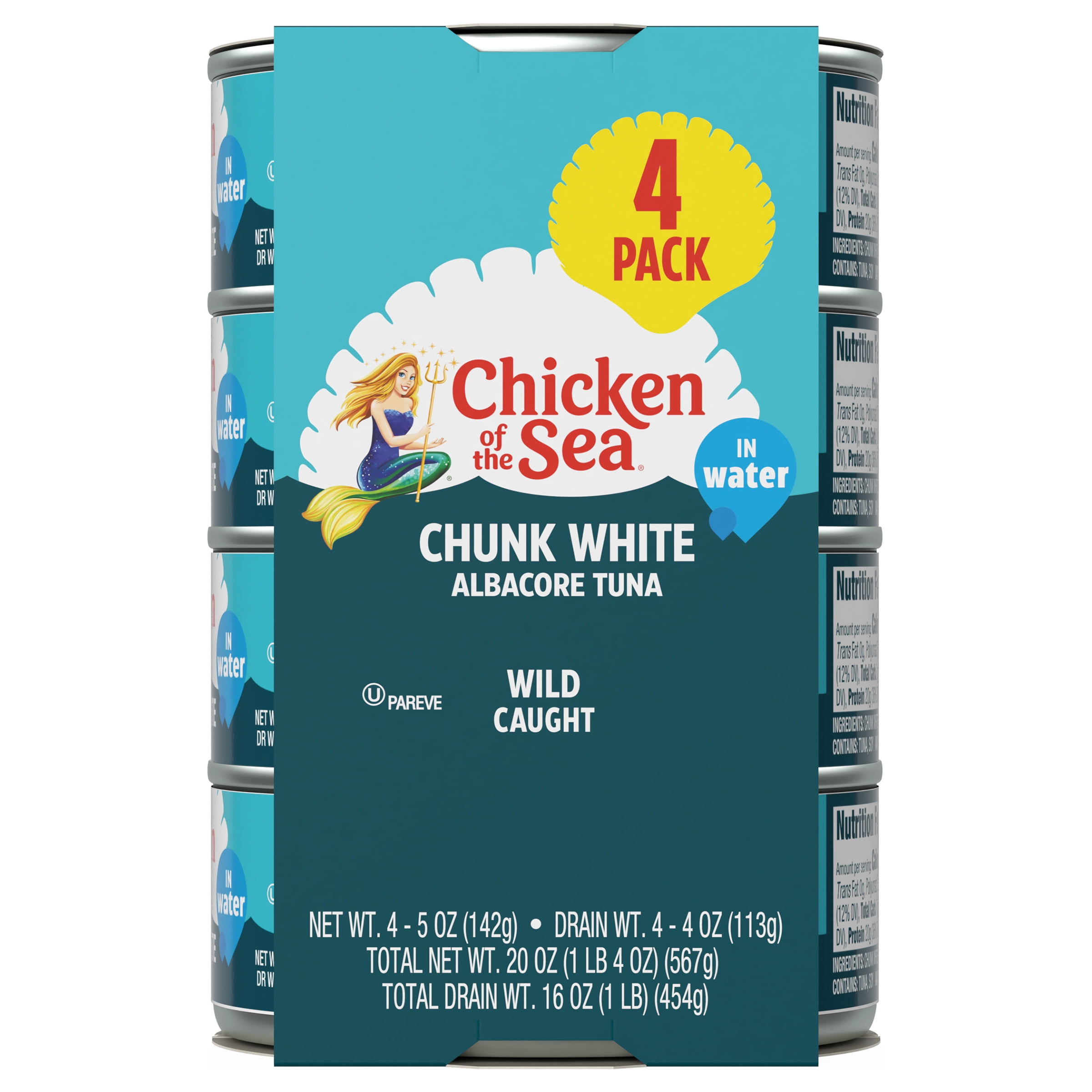Chicken of the Sea Chunk White Albacore Tuna in Water 4 Pack, 5 oz Cans