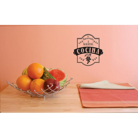 Custom Decals La Bienvenida A Nustra Cocina Wall Art Size: 12 Inches x 18 Inches Color: Black