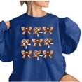 thumbnail image 4 of PuLe Hoodies Women's hoodie baseball print long sleeved round neck loose top hoodie hooded hoodie, 4 of 4
