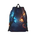 thumbnail image 2 of Naloa Red And Blue Fire Dragon C Canvas Backpack for Men Women Rucksack Casual Travel Daypack College Tote Satchel Bookbag for Teens-Small, 2 of 7