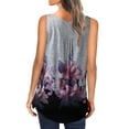 thumbnail image 4 of KISSMODA Womens Blouse Comfy O Neck Loose Fit Button Up T Shirts Sleeveless Gray XL, 4 of 5