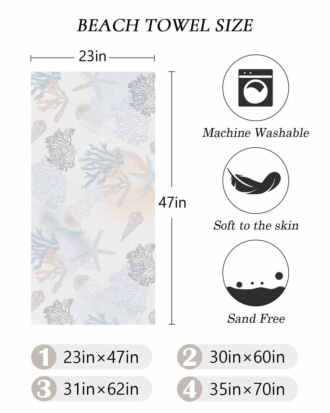 Blue Pink Coral Coastal Beach Towels Oversized Super Absorbent, Nautical Starfish Summer Beach Lightweight Bath Towel Quick Dry Sets For Bathroom/Pool/Rv Camping/Beach Play/Gym Room/Picnic 31"x62"