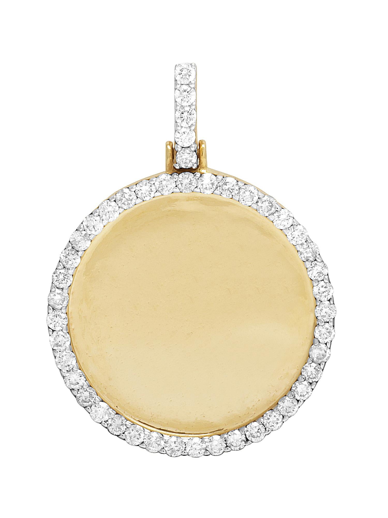 Jewelry Unlimited 10K Yellow Gold Memory Frame Medallion Real Diamond Photo Engrave Pendant