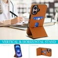 thumbnail image 6 of Back Case for iPhone 16 Plus, Card Slots Kickstand PU Leather Magnetic Button Shockproof Protective Stylish Ultra Slim Phone Case Cover Compatible with iPhone 16 Plus, Brown, 6 of 7