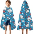 thumbnail image 3 of Blue Stars and Baseballs Pattern Hooded Bath Towel，50"x30" for Ages 3 To 12 Kids, Quick Dry Lightweight Soft Microfiber Hood Beach Towel Cover Up for Kids, 3 of 7