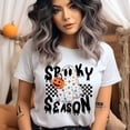 thumbnail image 2 of Spooky Season Graphic T-Shirt | Cute Ghost with Pumpkin Print Tee, White, Size XL, 2 of 6