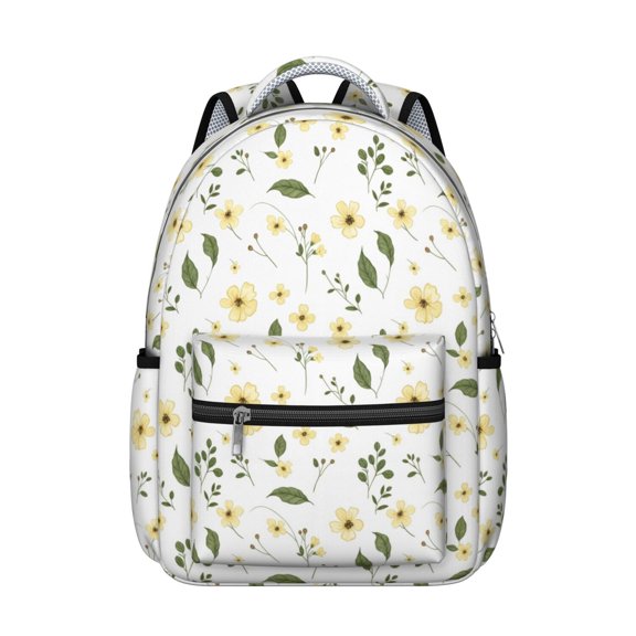 Pioneer Flower Floral Print Pattern Backpack for School, Cute School Bag with Adjustable Shoulder Straps and Padded Back, 15.3"x11"x7.1"