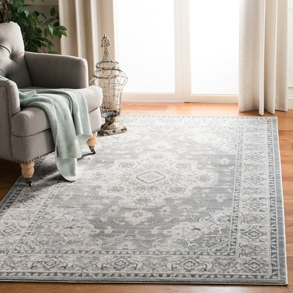 SAFAVIEH Isabella Tamzen Floral Bordered Area Rug, Grey/Light Grey, 5'3" x 7'6"