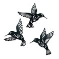 thumbnail image 1 of Juego de 3 decoraciones artísticas de pared de colibrí de metal, 1 of 8