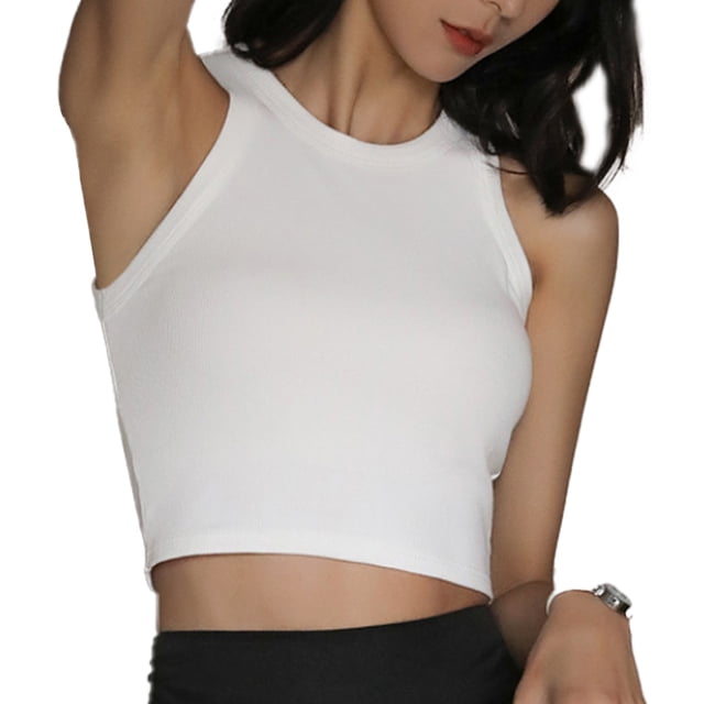 Camiseta sin mangas con espalda de corredor sexy para mujer Tops cortos con cuello halter Zhivalor BST2001309-3
