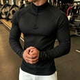 thumbnail image 5 of VgaVtl Fall Winter Mens Long Sleeve T Shirt Athletic Zip-Up Casual Black Shirts for Men Slim Turtleneck Stretch Plain, 5 of 6