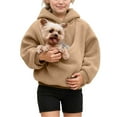 thumbnail image 3 of Cat Fleece Hoodie Pouch Kitten Puppy Carrier Hood Sweatshirt Pet Pocket Holder Top(Color:Khaki,Size:9-10 Years), 3 of 7