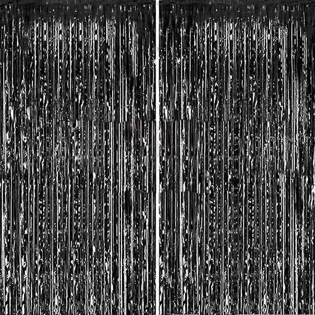 2 Pack Foil Curtain Backdrop Tinsel Foil Fringe Curtains for Birthday Wedding Engagement Christmas Holiday Celebration Party
