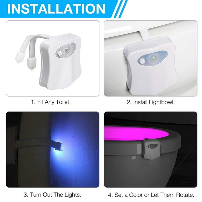 Ztoo 8-Color Motion Activated Toilet Light Night Toilet Light LED Light Changing Toilet Bowl Nightlight for Bathroom Perfect Decorating Water Toilet