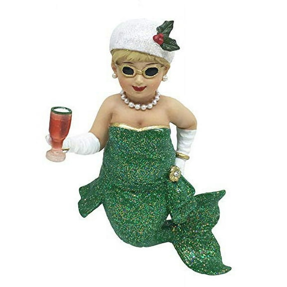 December Diamonds Glitzy Miss Holly Green Mermaid Christmas Holiday Ornament