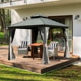 thumbnail image 6 of Domi 8’ X 8’ Hardtop Gazebo Canopy with Netting & Curtains, Outdoor Aluminum Gazebo with Galvanized Steel Double Roof for Patio Lawn and Garden, Gray, 6 of 8