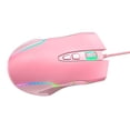 thumbnail image 3 of Ratón con cable, color rosa, diseño ergonómico, retroiluminado RGB, detección de movimiento, cable de 5,9 pies, ratón para juegos, estudio de oficina, 3 of 5