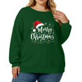 thumbnail image 2 of Women's Plus Size Christmas Printed Sweatshirt, Long Sleeve Casual Pullover Top, MERRY CHRISTMAS Graphic Fashion Hoodie,Green,2XL, 2 of 5