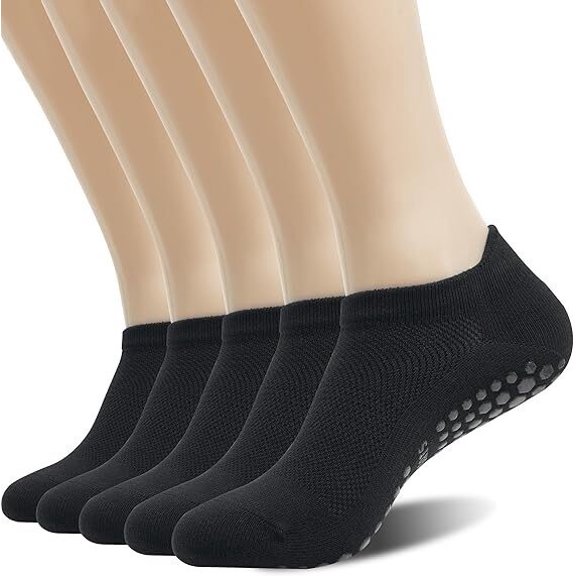 Women's Cotton socks Socks with Grips Non Slip Yoga Socks for Women 5-Pack