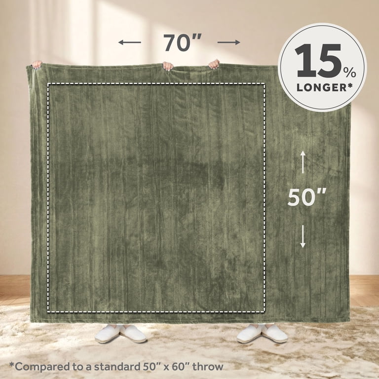 Heated Plush Throw Blanket, Sage, 50 x 70 in photo 6