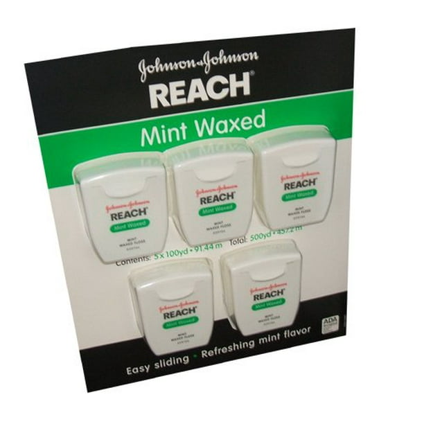 Johnson & Johnson Reach Mint Waxed Dental Floss, 5 Count