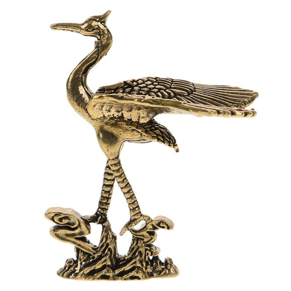 OUNONA  Home Crane Statue Indoor Ornament Retro Decor Decoration Golden