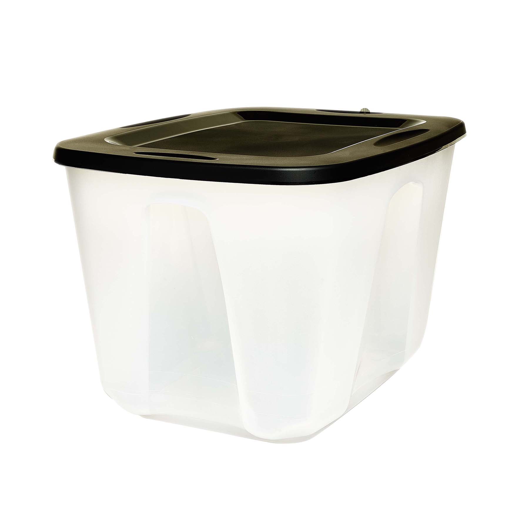 black 18 gallon storage tote