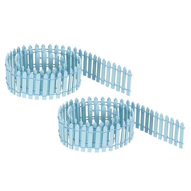 Unique Bargains Miniature Garden Fence, 35 Inch Long Decorative Picket Fence, Light Blue 2Pack