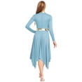 thumbnail image 2 of Hansber Women's Praise Dance Dress Metallic Patchwork Worship Tunic Irregular Hem Lyrical Dancewear Garment Sky Blue L, 2 of 5