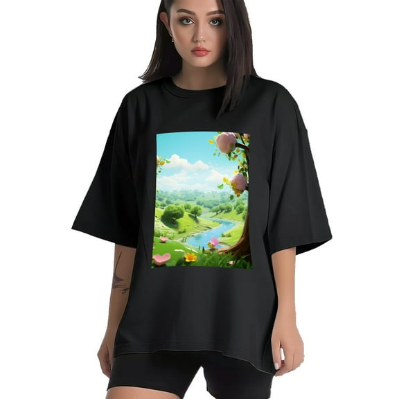Plus Size Shirt for Women Black Tops for Women Short Sleeves Shirt for Women Forest3 T Shirt Crewneck Shirt for Women XS